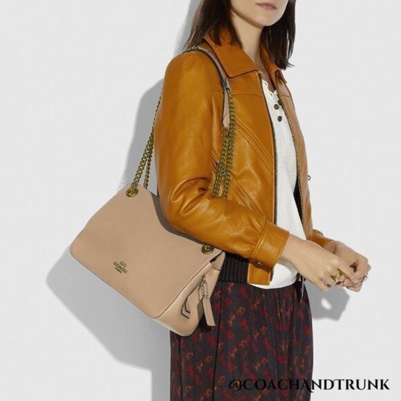 AUTHENTIC COACH Bryant Convertible Carryall Beechwood Leather Vintage Brass - Picture 3 of 8